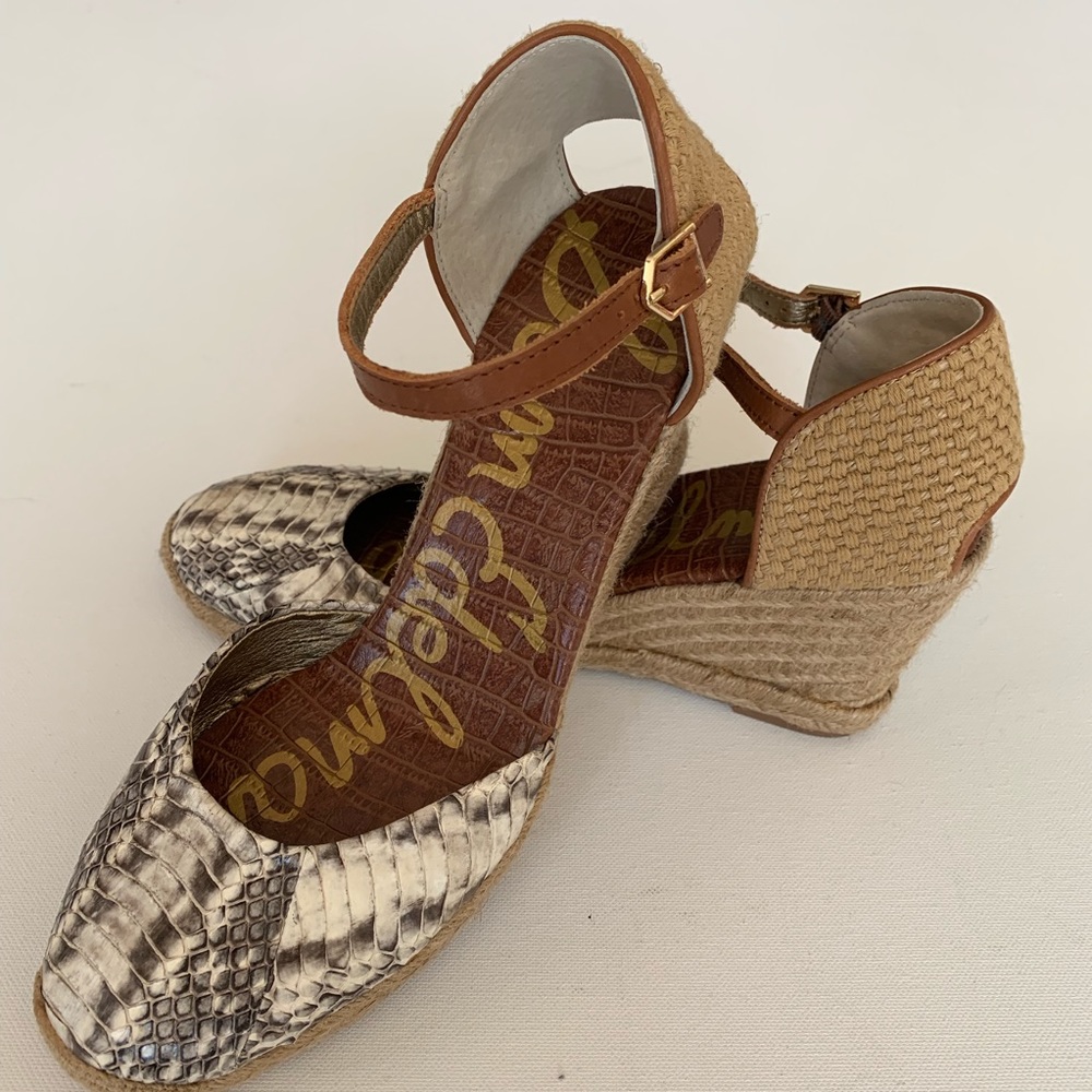 Sam Edelman Leather Python Wedge Espadrille 9.5 - image 1